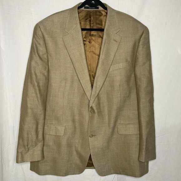 RALPH by RALPH LAUREN Silk Wool Tweed 2 Button Blazer Jacket Mens 50L Beige - Picture 1 of 9